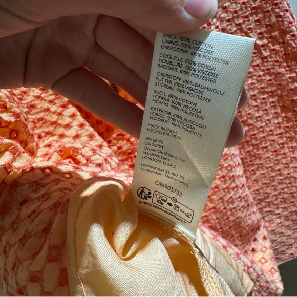 NWT FreePeople Berry Kiss Embroidered Off-theShoulder Mini Dress Peach comboXS - Picture 9 of 15